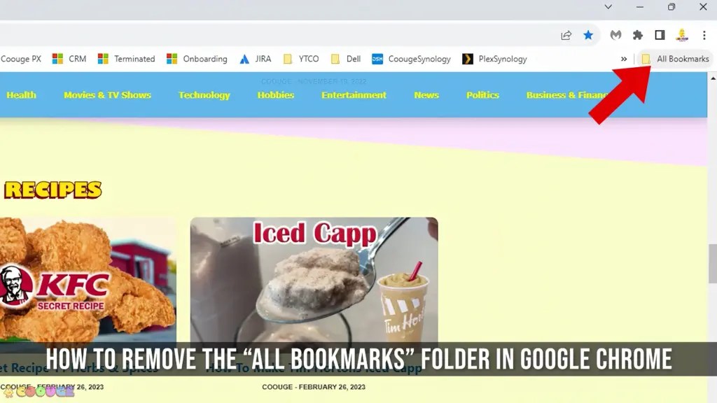 How To Remove "All Bookmarks" Folder on the Bookmark Bar in Google