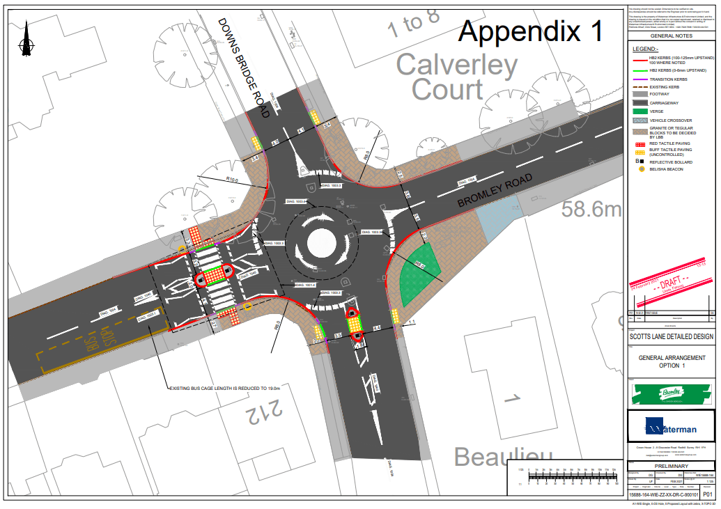 Mini roundabout proposed at junction of Bromley Rd, Scott’s Lane and