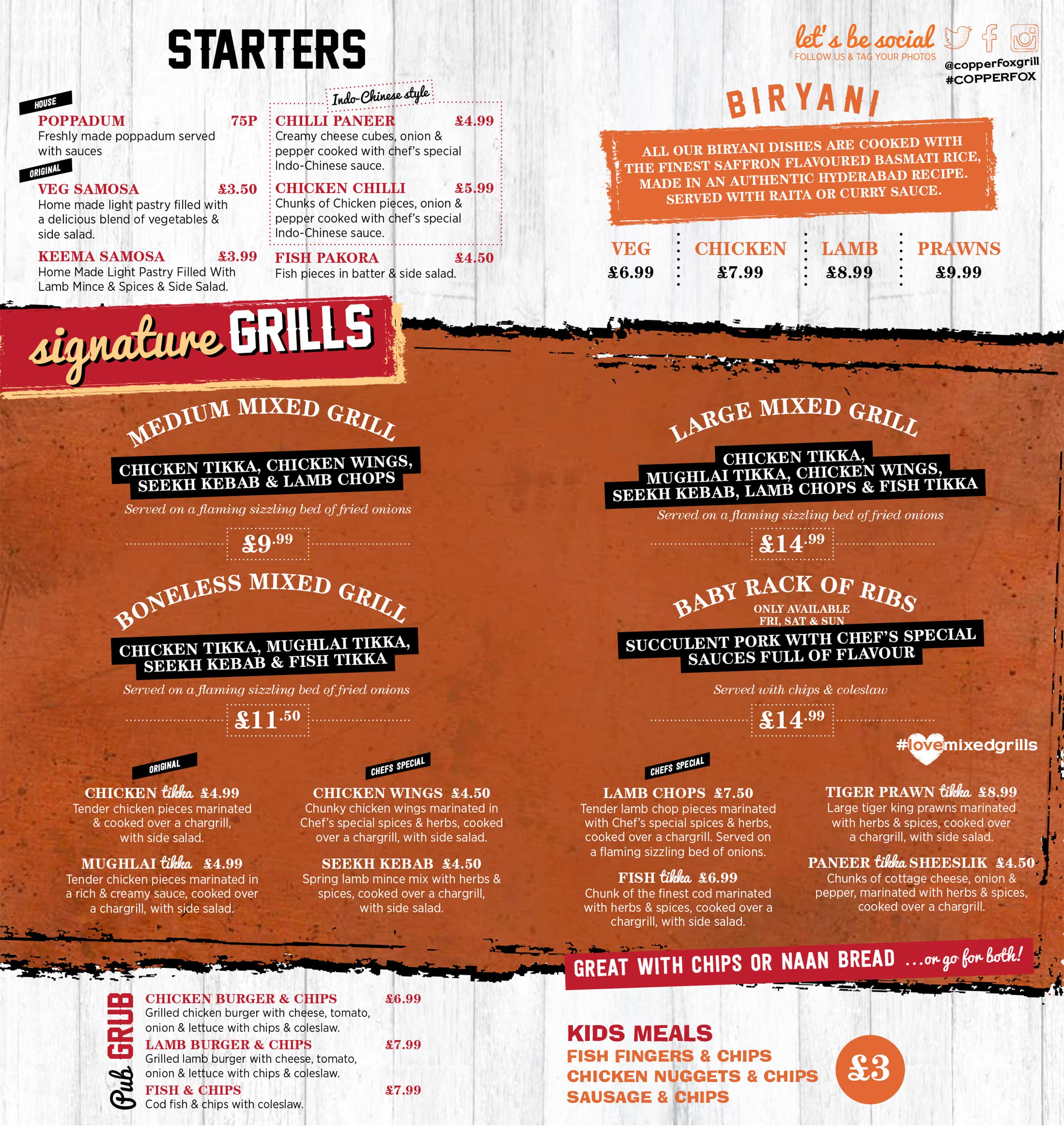 Menu Copper Fox Grill