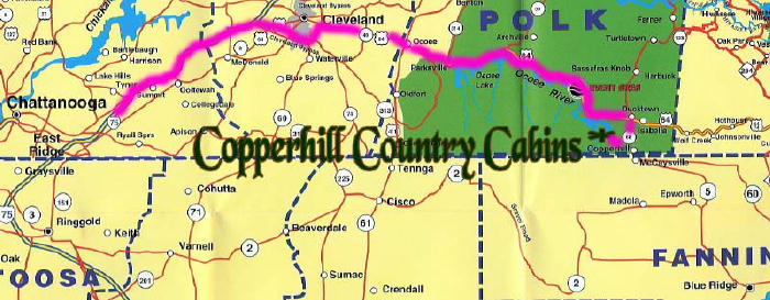 Map & Directions Copperhill Country Cabins