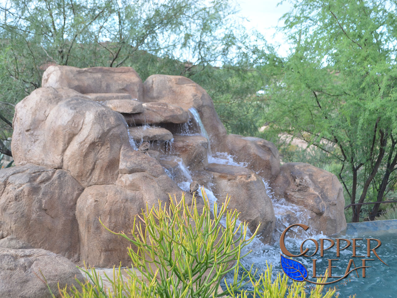 Artificial Waterfall in Scottsdale, AZ Copper Leaf Pools