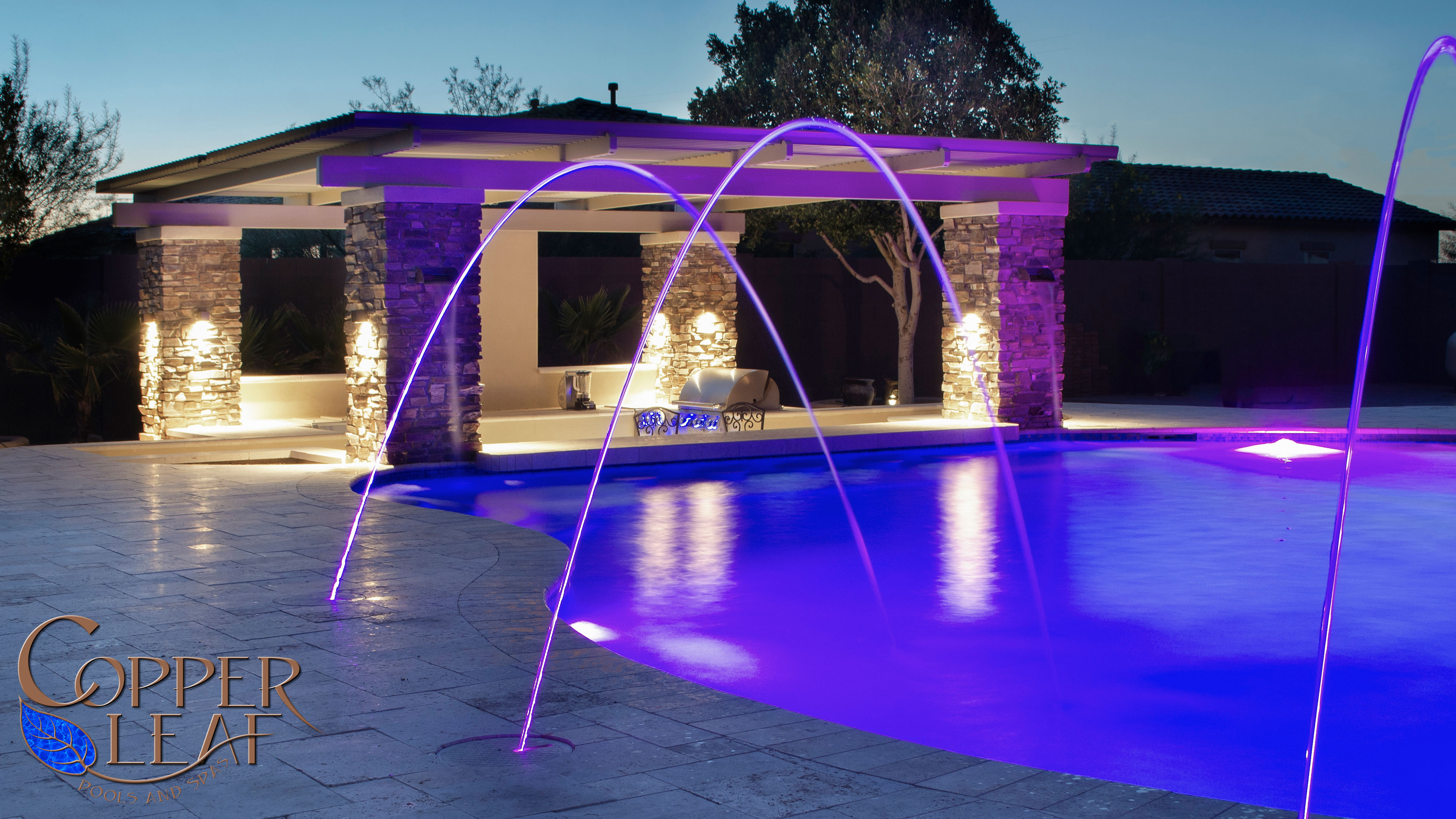 Laminars Around Pool in Phoenix, AZ Copper Leaf Pools