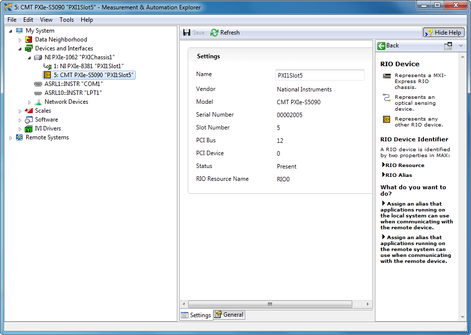 Configuring hardware in NI MAX