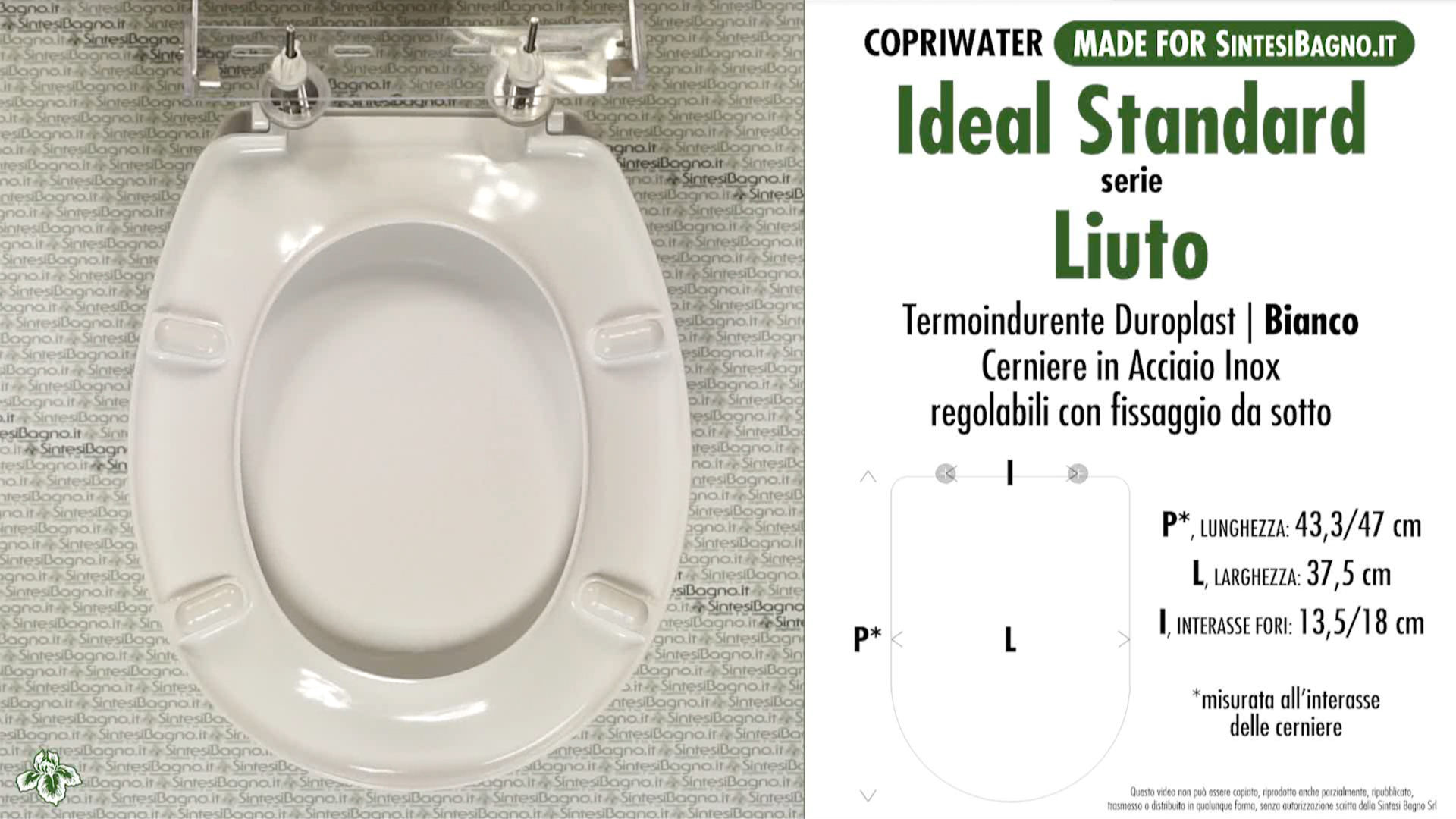 Copriwater. LIUTO DUROPLAST. Ideal standard. COMPATIBILE Copriwater. LIUTO DUROPLAST. Ideal standard. COMPATIBILE
