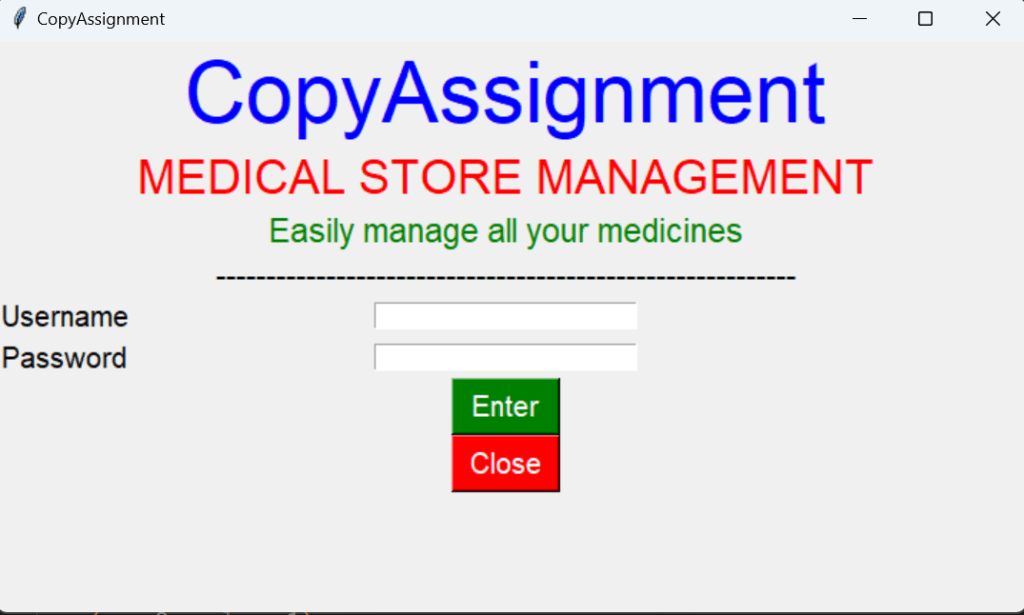 Medical Store Management System Project In Python CopyAssignment