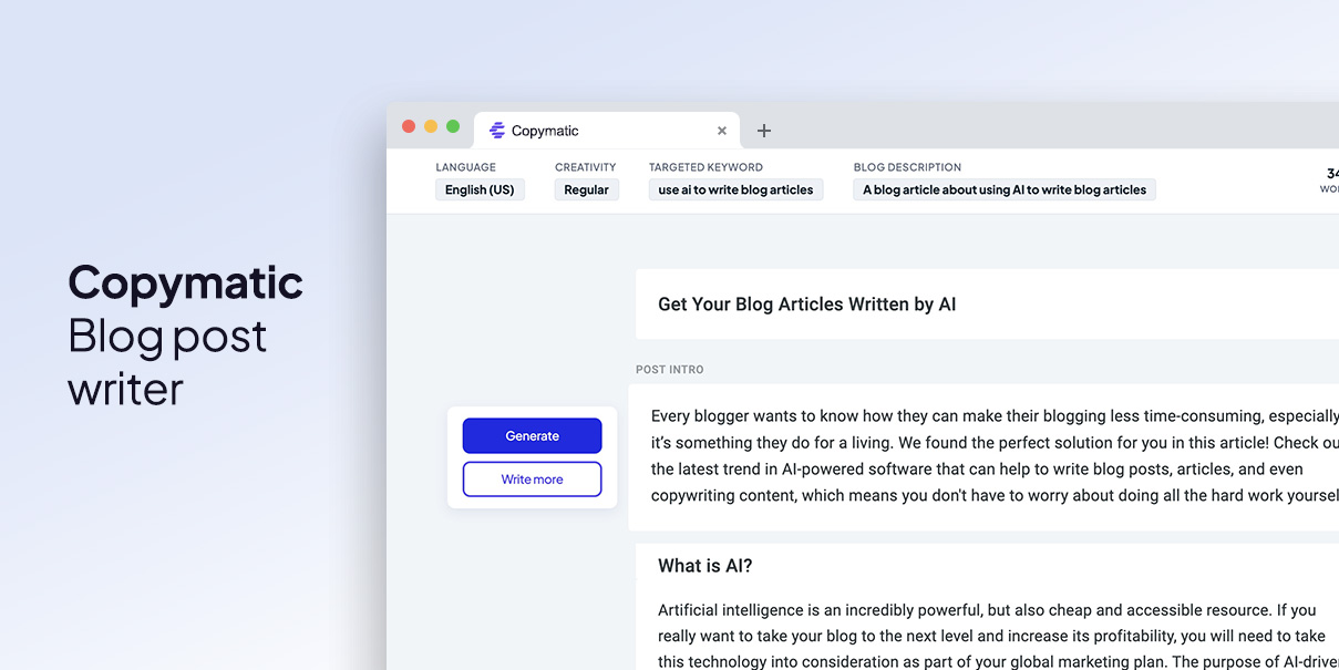 How to use AI to write blog posts Copymatic