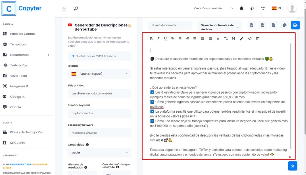 Générateur de descriptions YouTube obtenez plus de vues