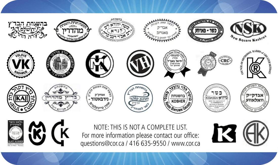 COR Kosher Symbol Card The Kashruth Council of Canada (COR)