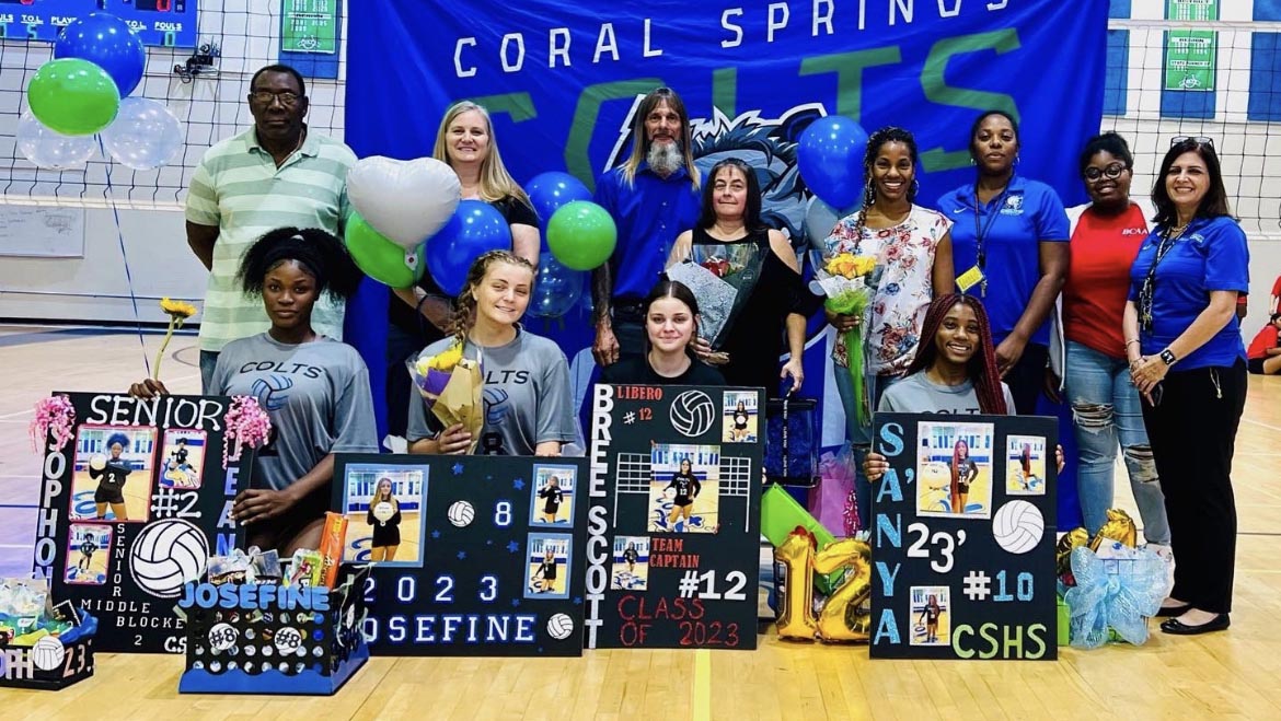 Coral Springs High School Girls Volleyball Wins on Senior Day to Remain