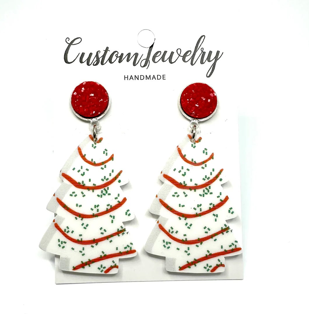 Christmas Tree Cake Earrings CorasDen