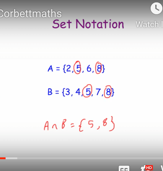 Set Notation Video Corbettmaths
