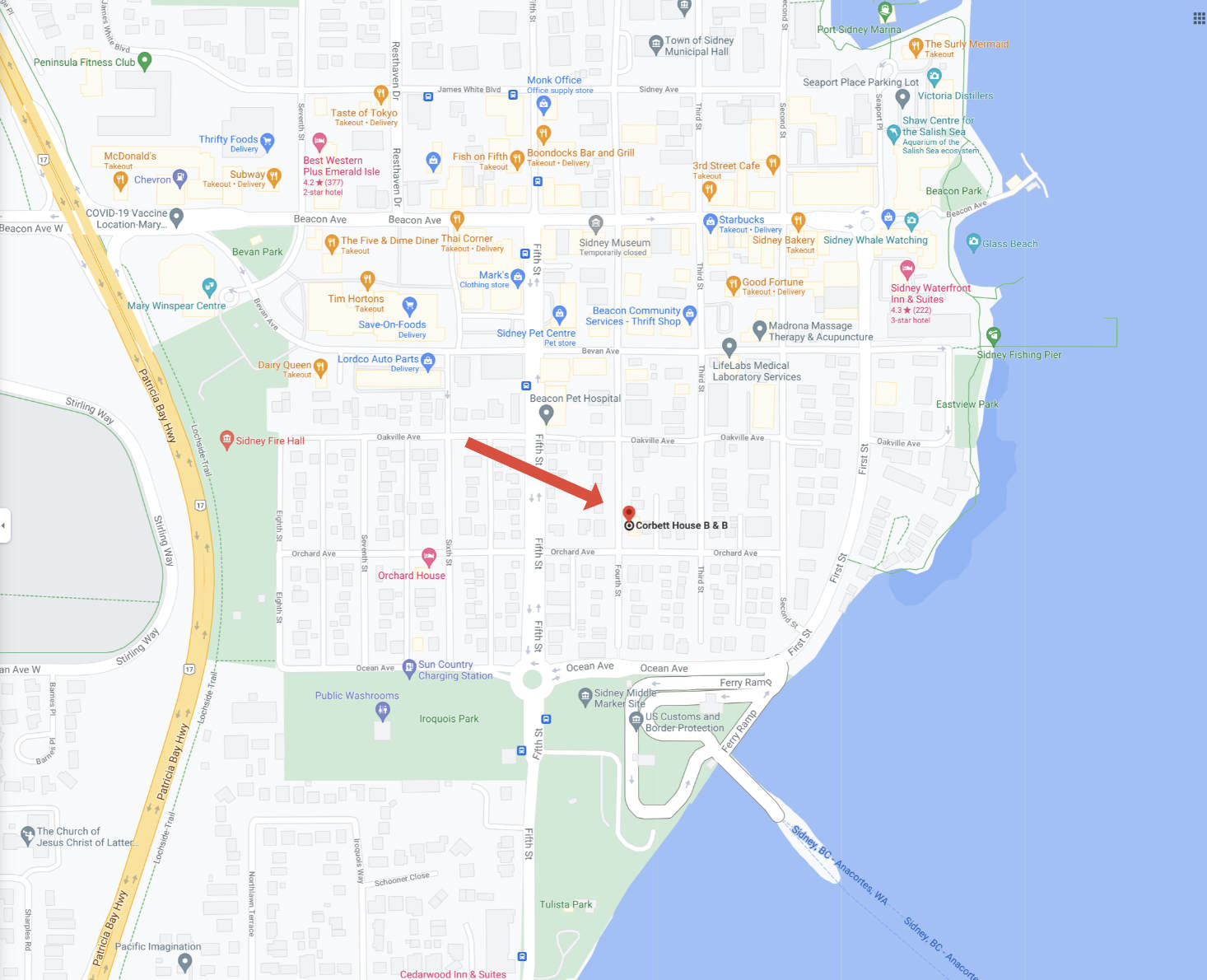 Corbett Suites Guest House top rated Bed & Breakfast in Sidney, BC