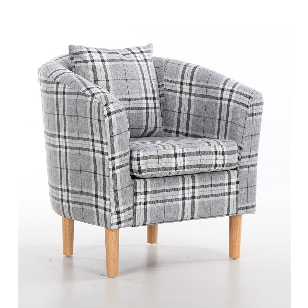 Edinburgh Tartan Tub Chair in Grey Chairs Warehouse