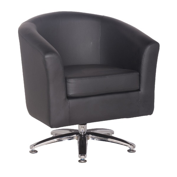 Leather Swivel Tub Chair in Black Chairs Warehouse