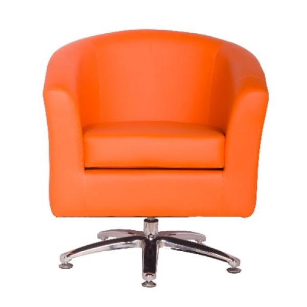 Leather Swivel Tub Chair in Orange Chairs Warehouse