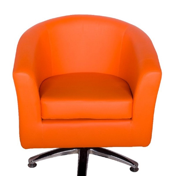 Leather Swivel Tub Chair in Orange Chairs Warehouse