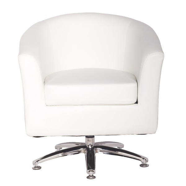 Leather Swivel Tub Chair in White Chairs Warehouse