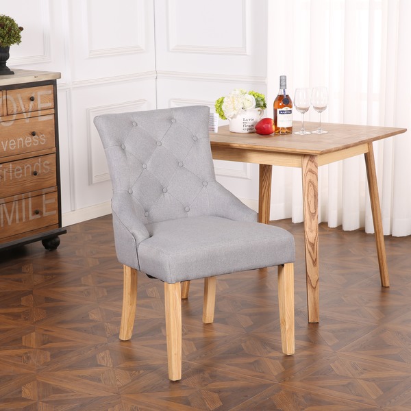 Buckingham Fabric Dining Chairs in Dark Grey Set of 2 Chairs Warehouse