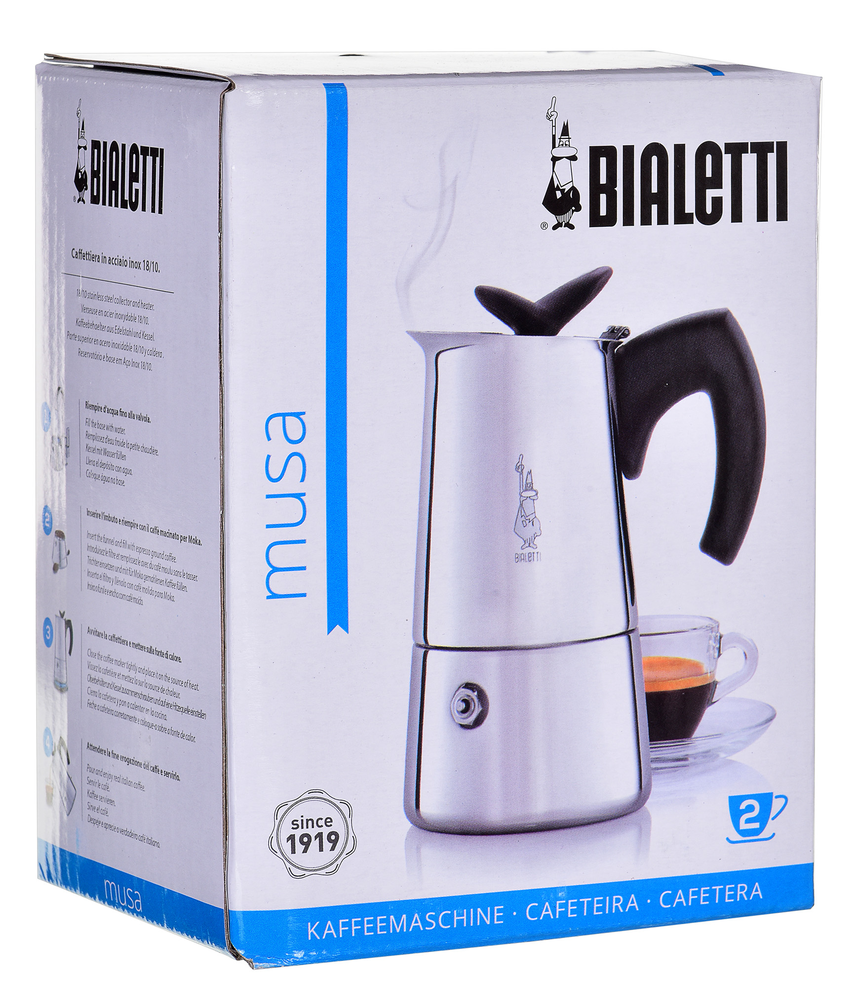 Kawiarka Bialetti Musa New moka Czarny, Stal nierdzewna