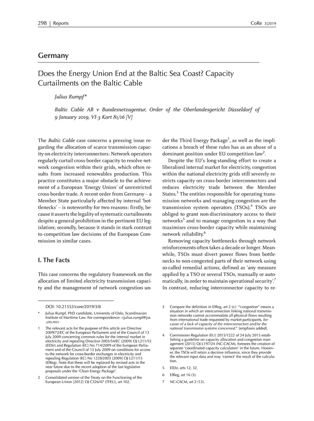 CoRe European Competition and Regulatory Law Review Germany ∙ Does