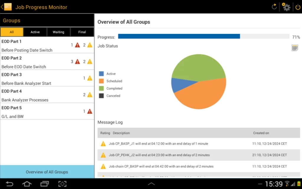 SAP Job Progress Monitor for Android CoreALM