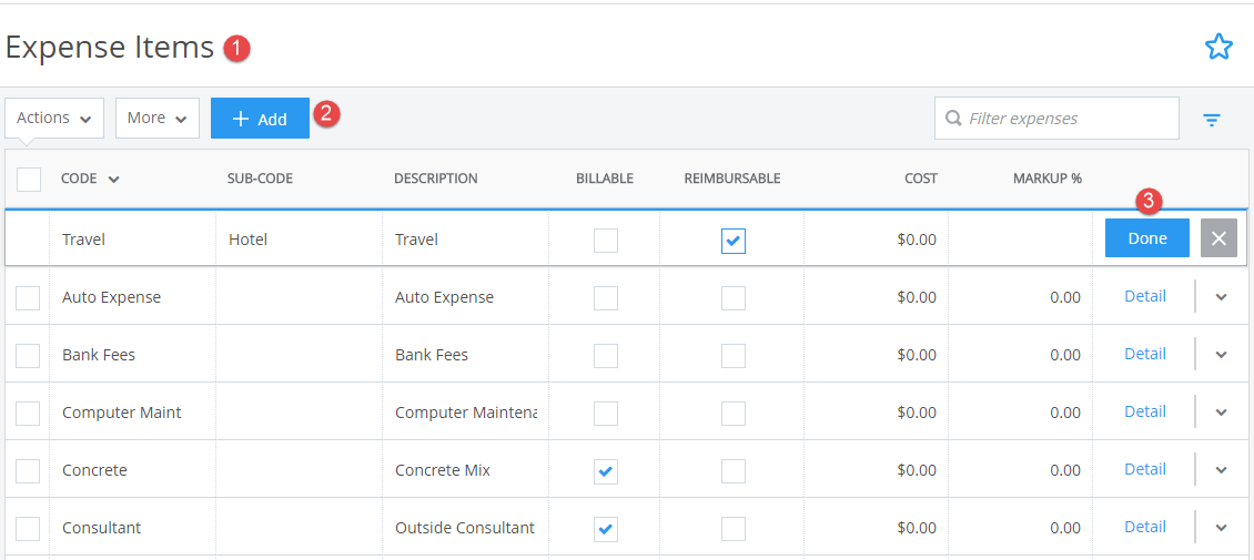Expense Items CORE Help Center