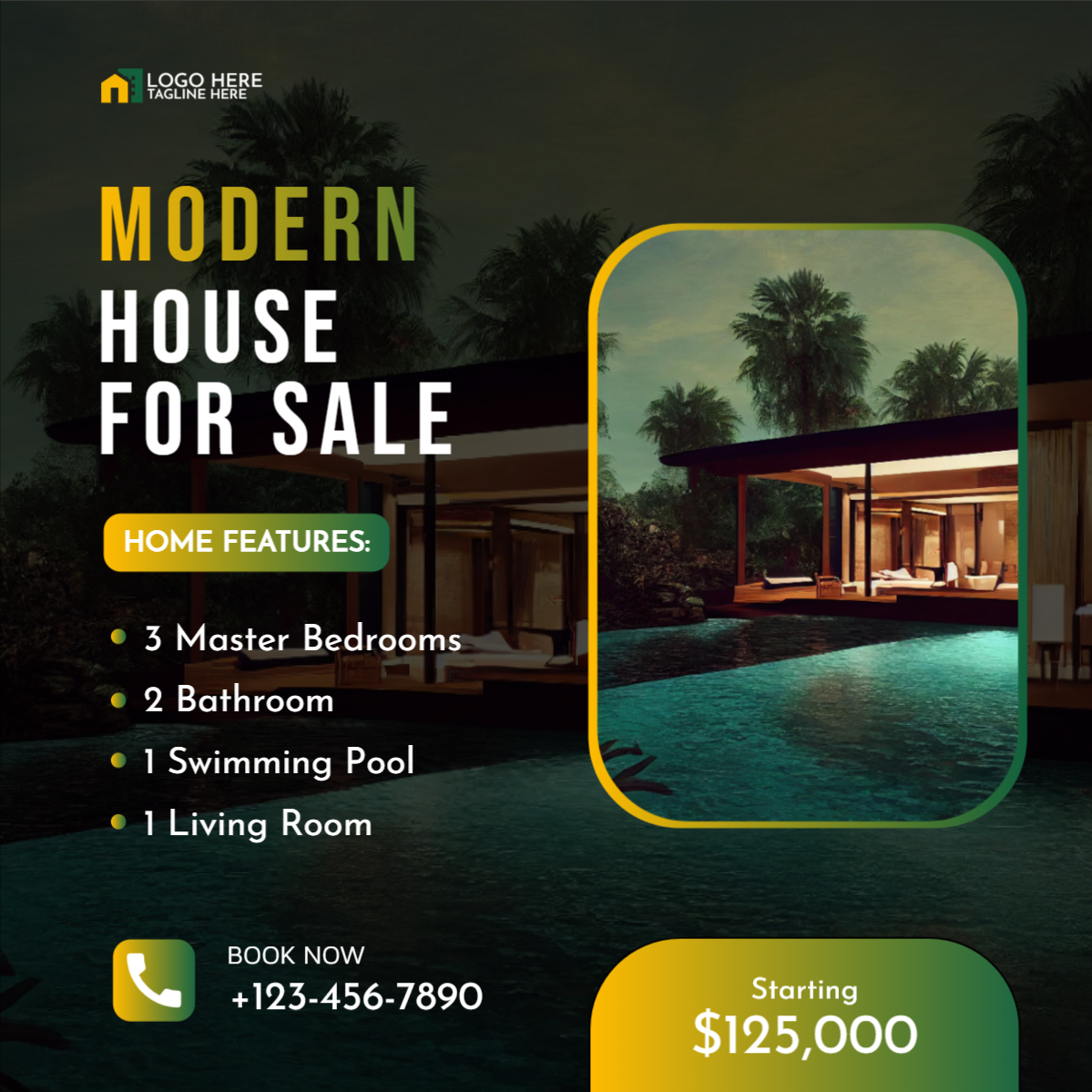 Edit Modern House For Sale banner design download for free CorelDraw