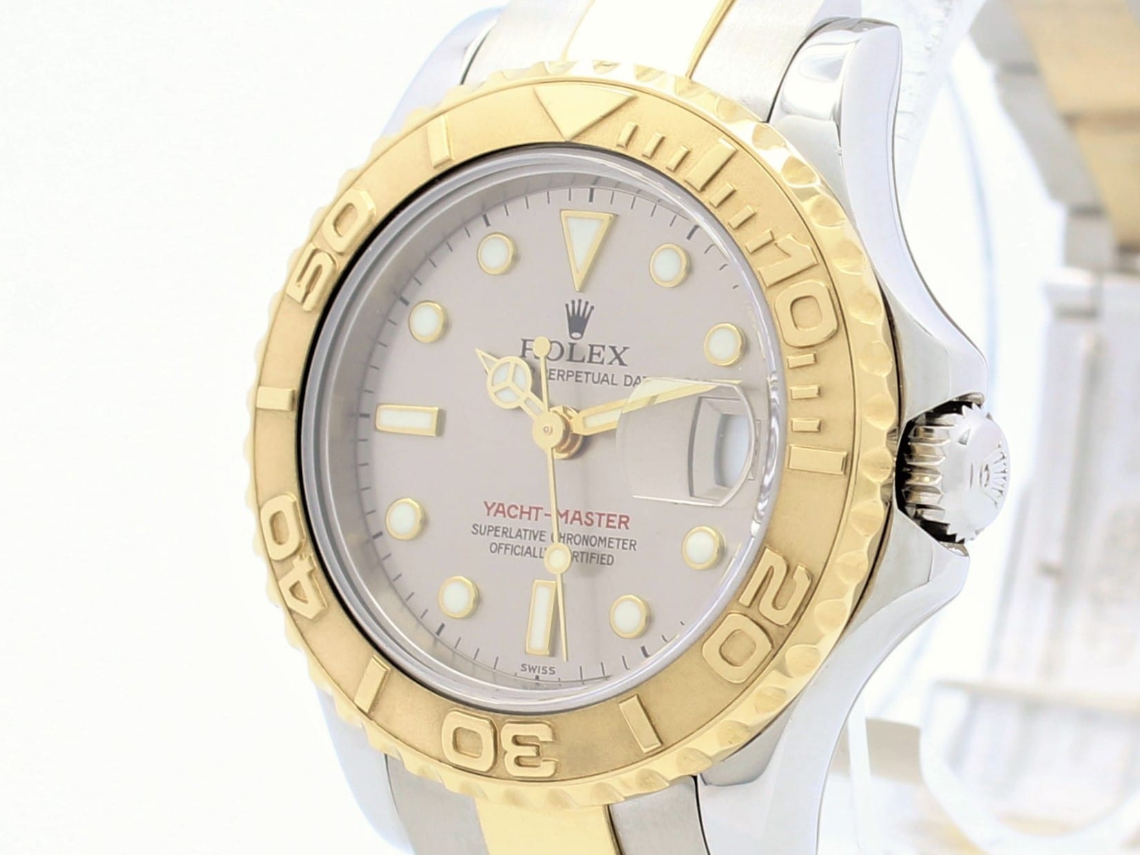 Rolex YachtMaster Automatic Steel & 18K Gold Silver Dial Ladies Ref