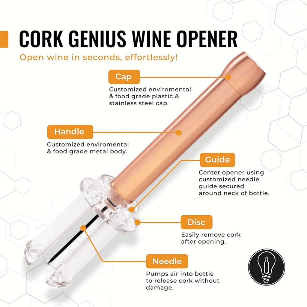 Genius Wine Opener Rose Gold Cork Genius