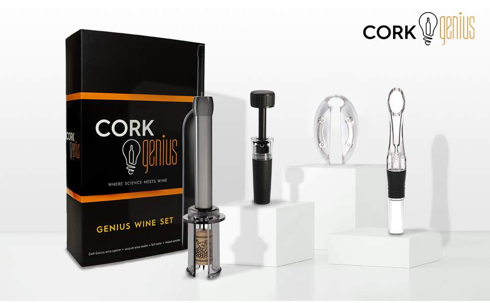 Genius Wine Set (4pc) Black Cork Genius