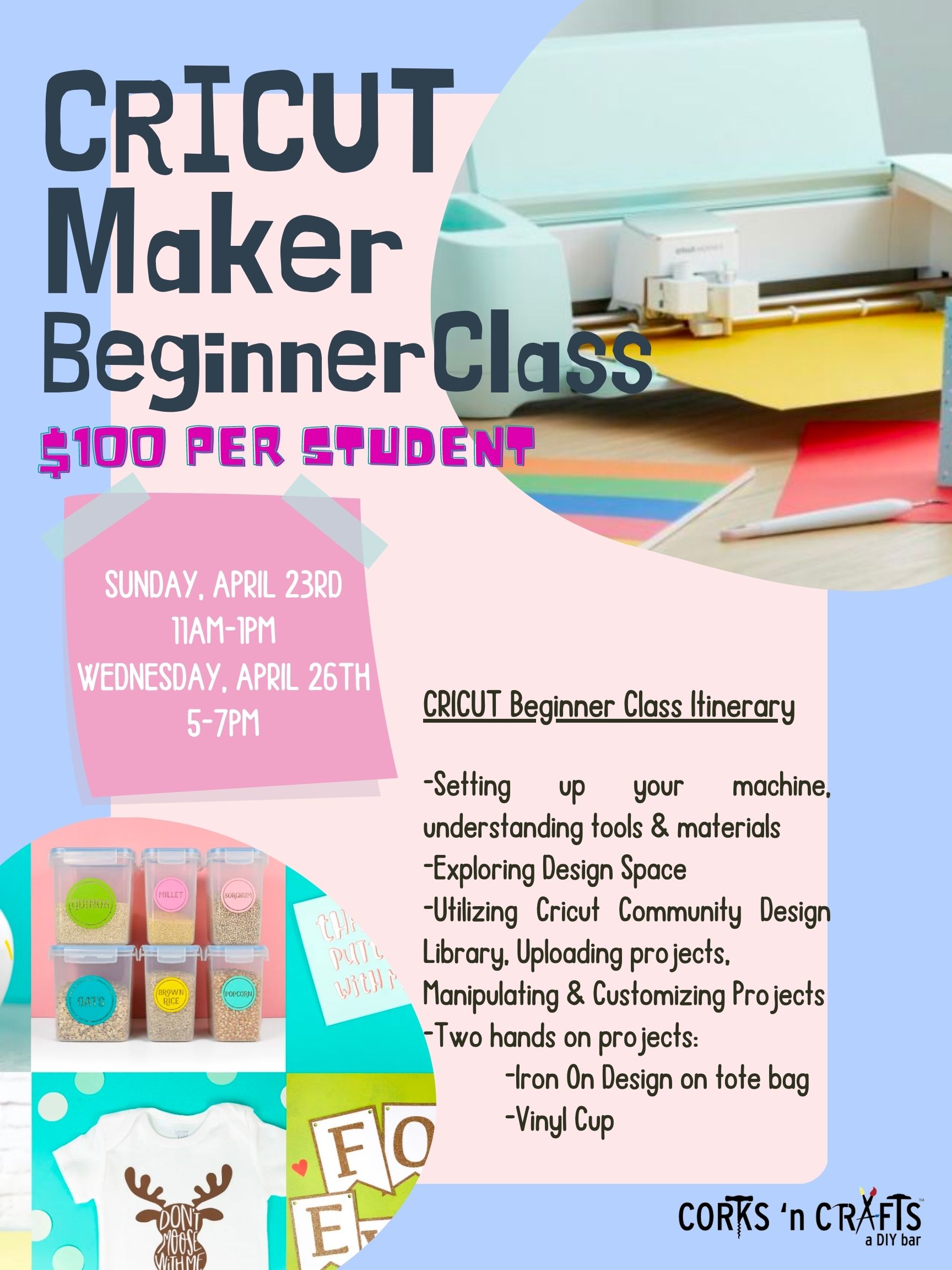 Cricut Maker Beginners Class Corks 'n Crafts