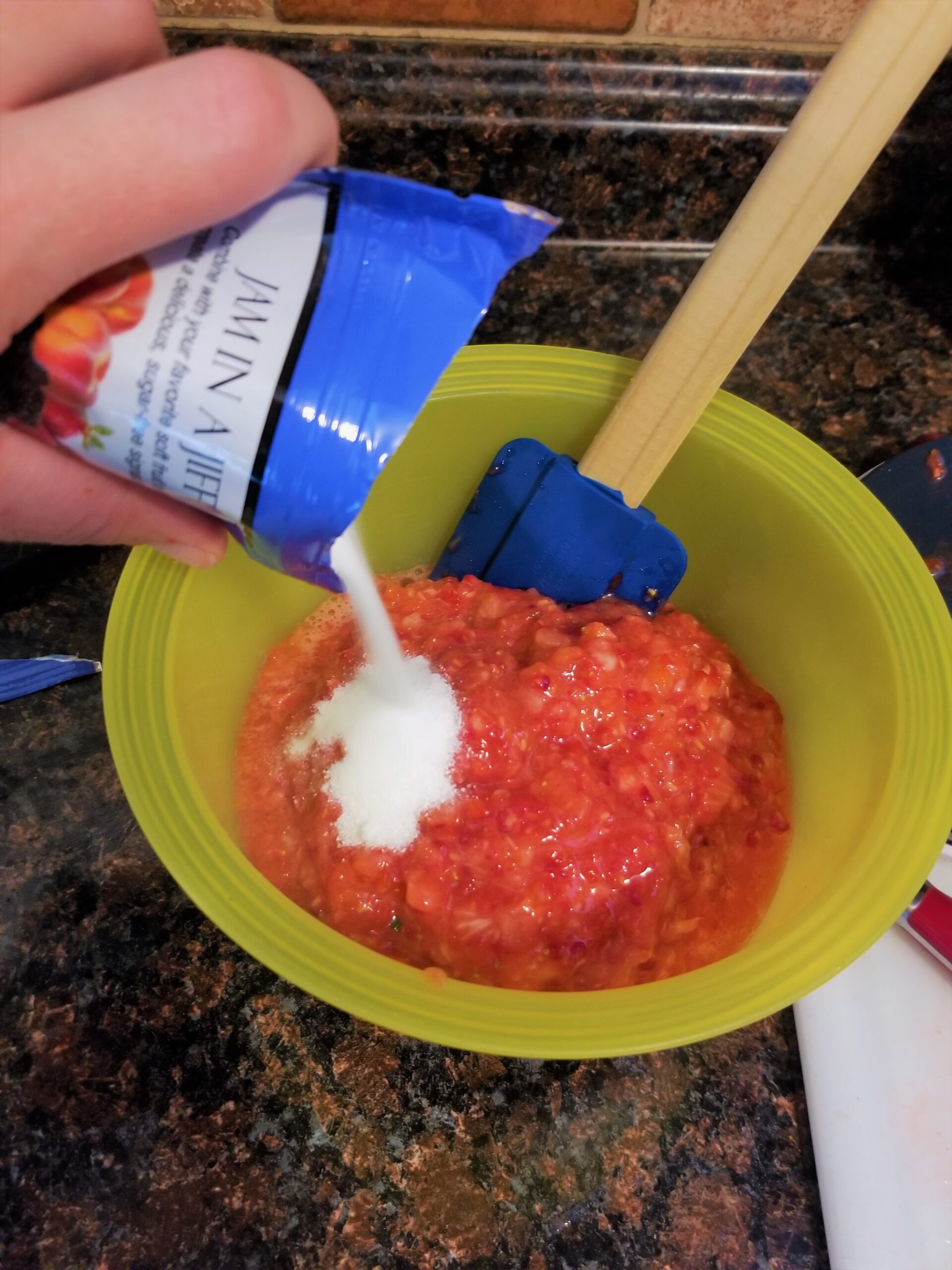 Waffle bar StrawberryRaspberry Topping made with Jam in a Jiffy