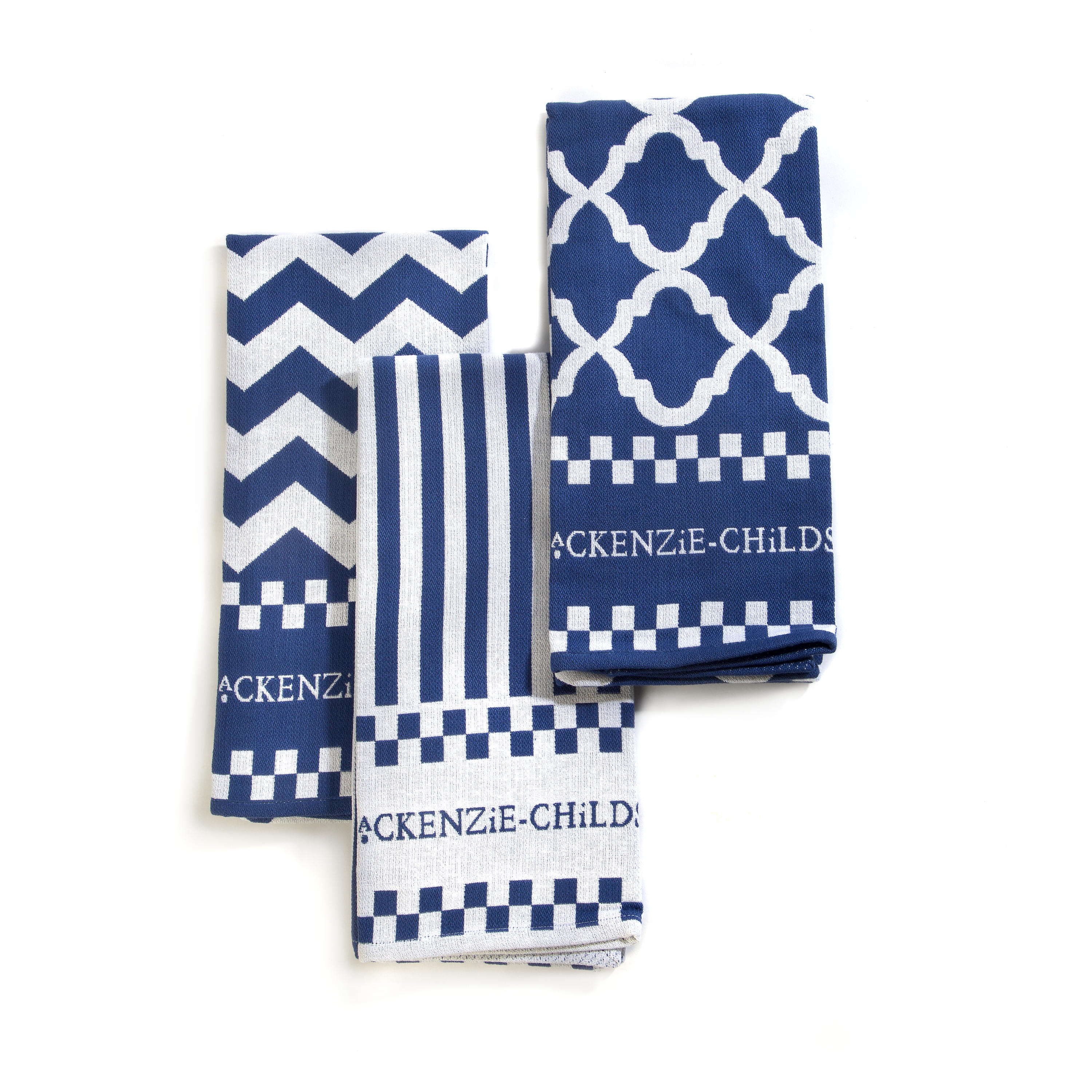 Blue & White Zig Zag Dish Towels Set of 3 Cornelia Park