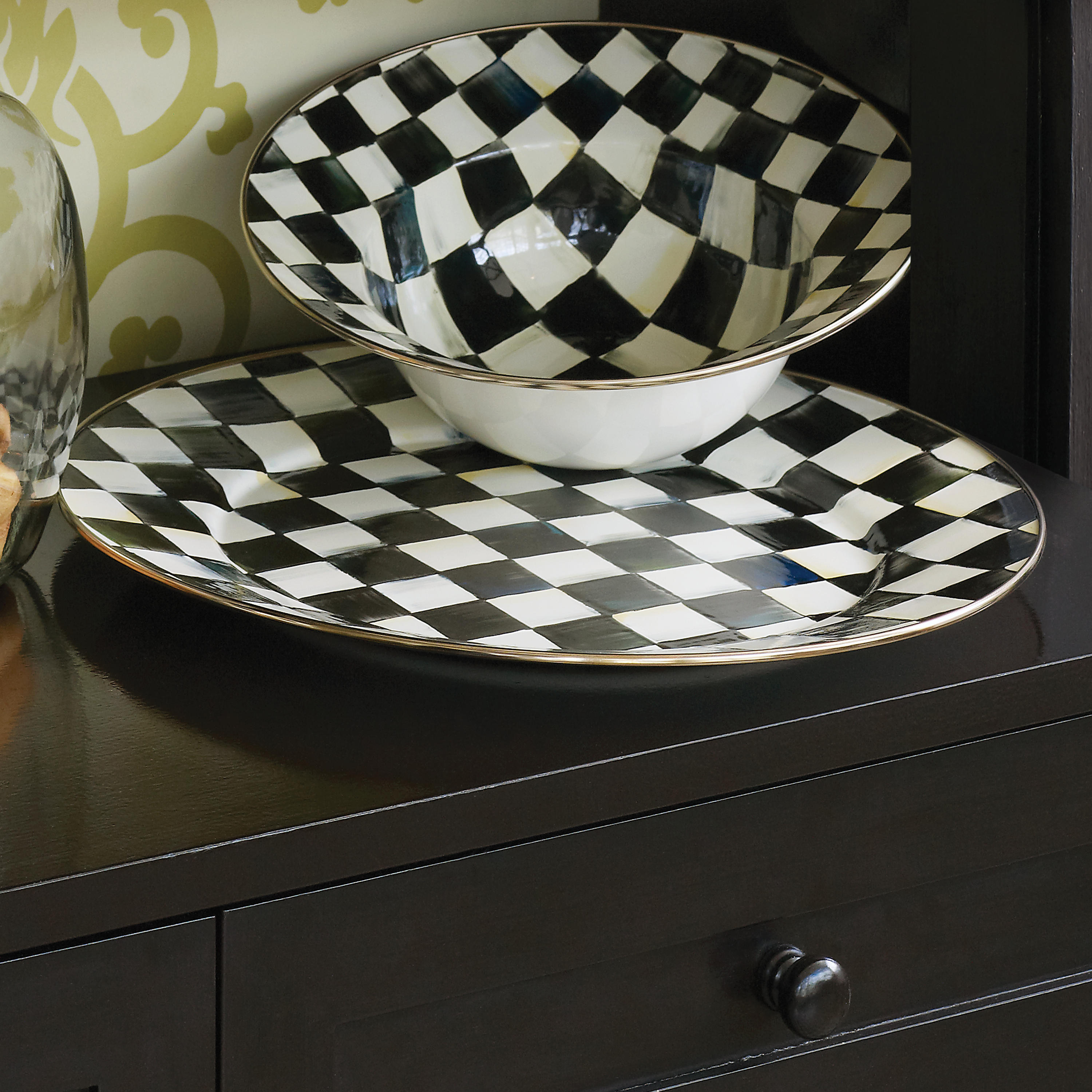 Courtly Check Enamel Serving Platter Cornelia Park