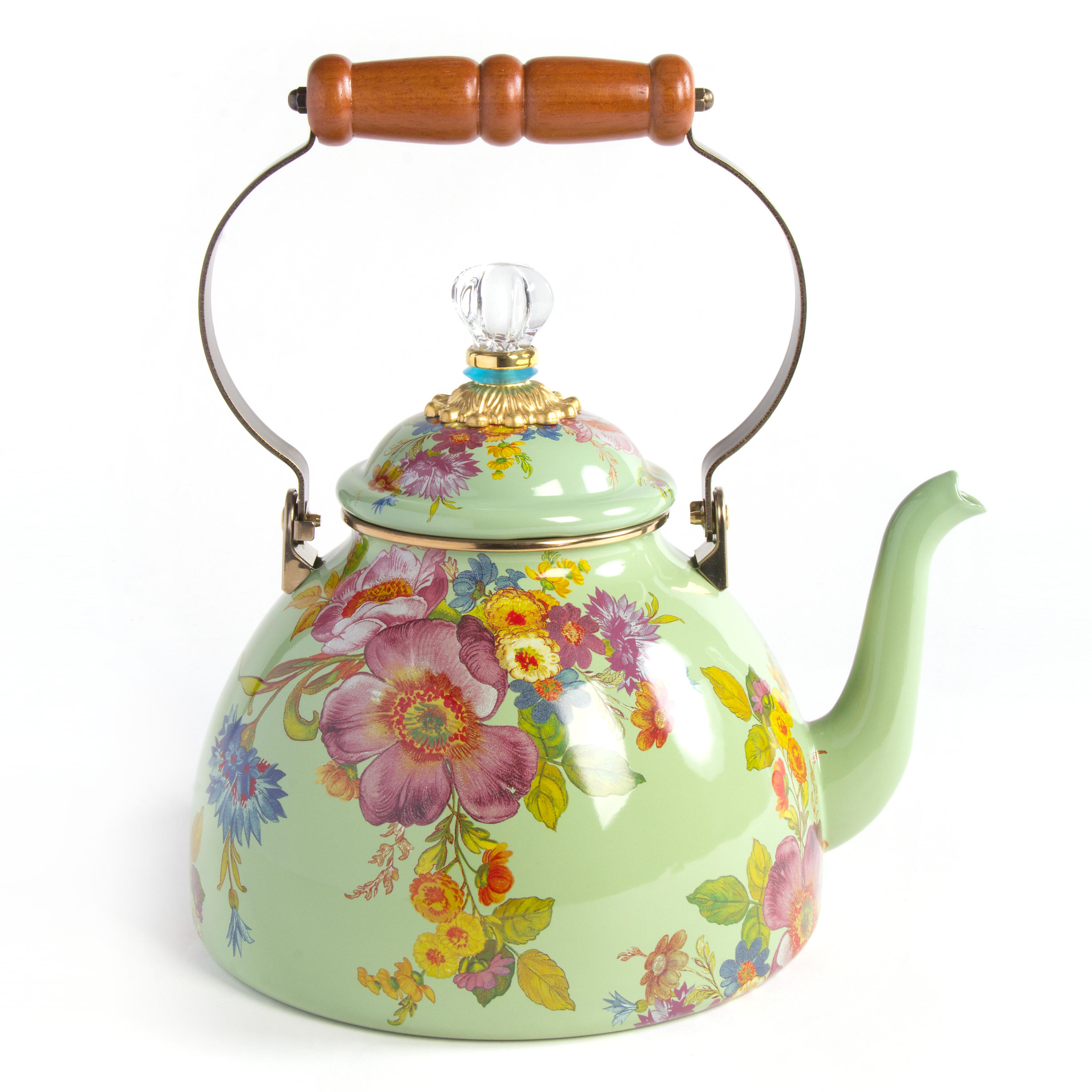 Flower Market 3 Quart Tea Kettle Green Cornelia Park