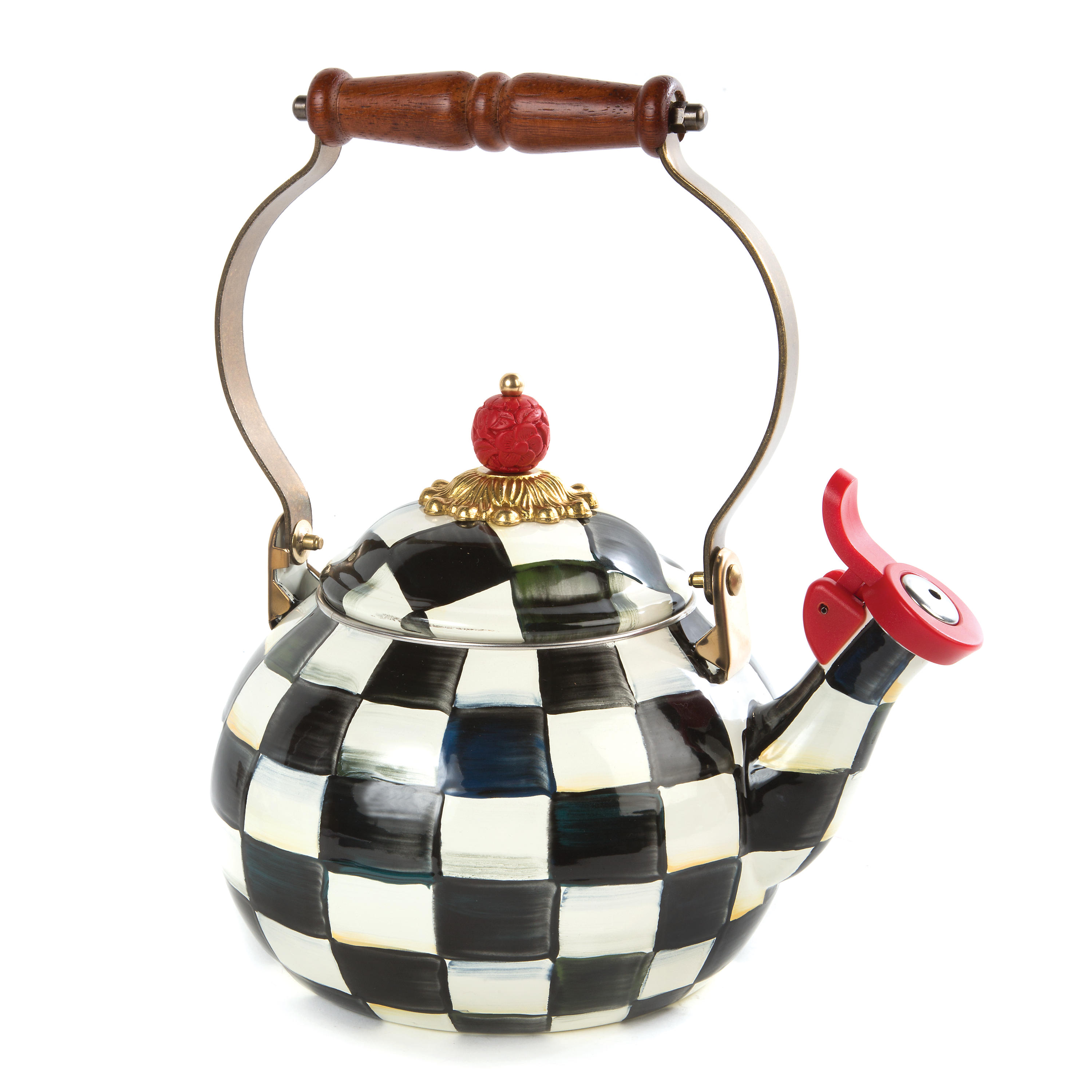 Courtly Check Enamel Whistling Tea Kettle Cornelia Park