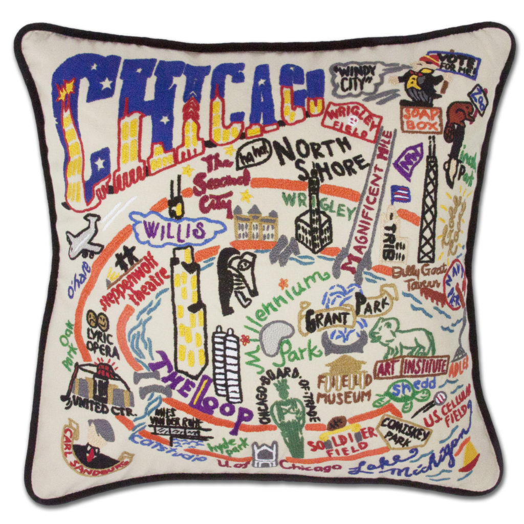 Chicago Embroidered Pillow Cornelia Park