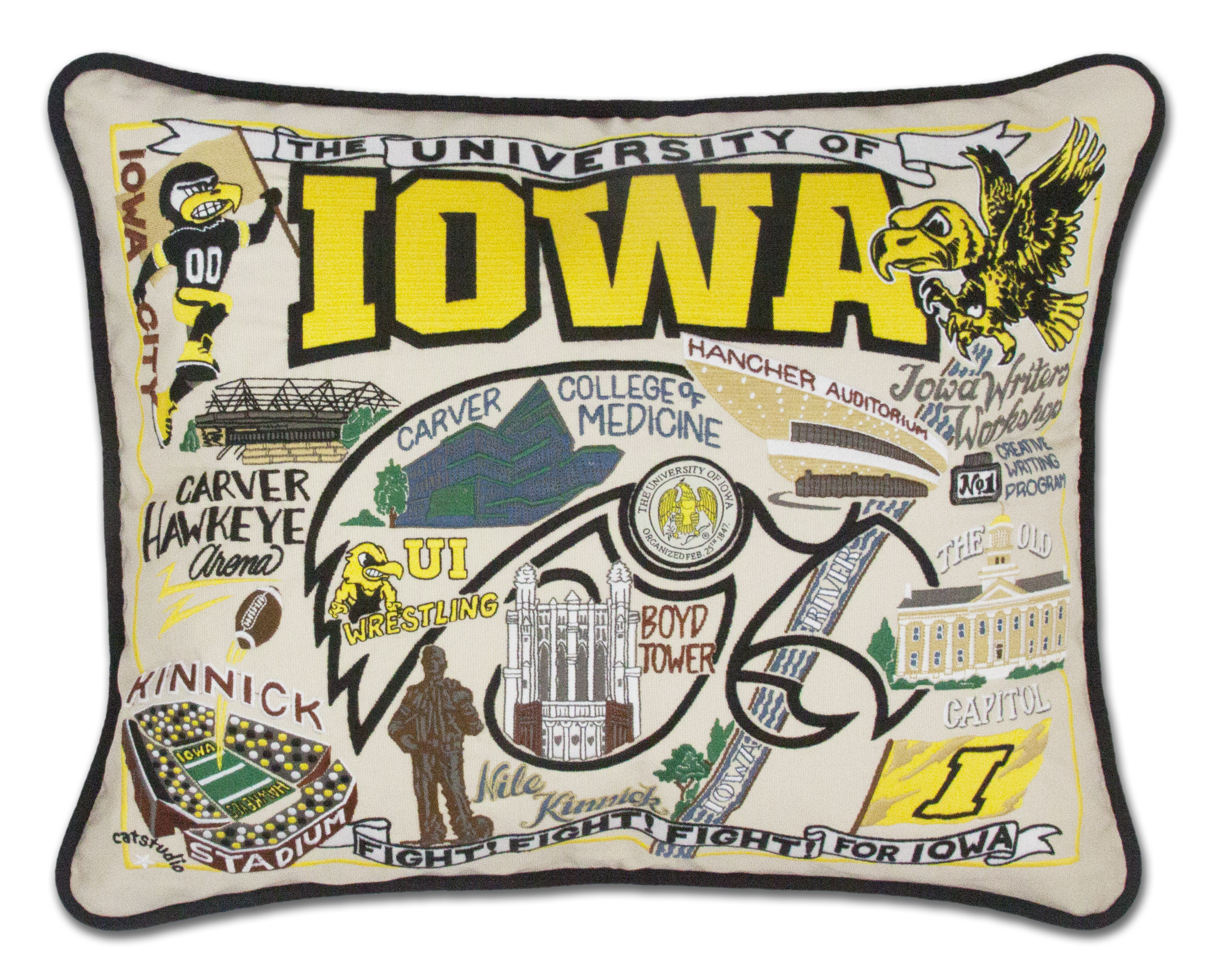 University of Iowa Embroidered Pillow Cornelia Park