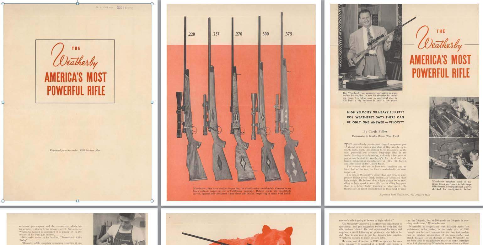 Weatherby 1952 America's Most Powerful Rifle Brochure Cornell Publications