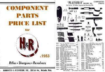 Harrington & Richardson Arms 1953 Circa Gun Parts Catalog - Cornell