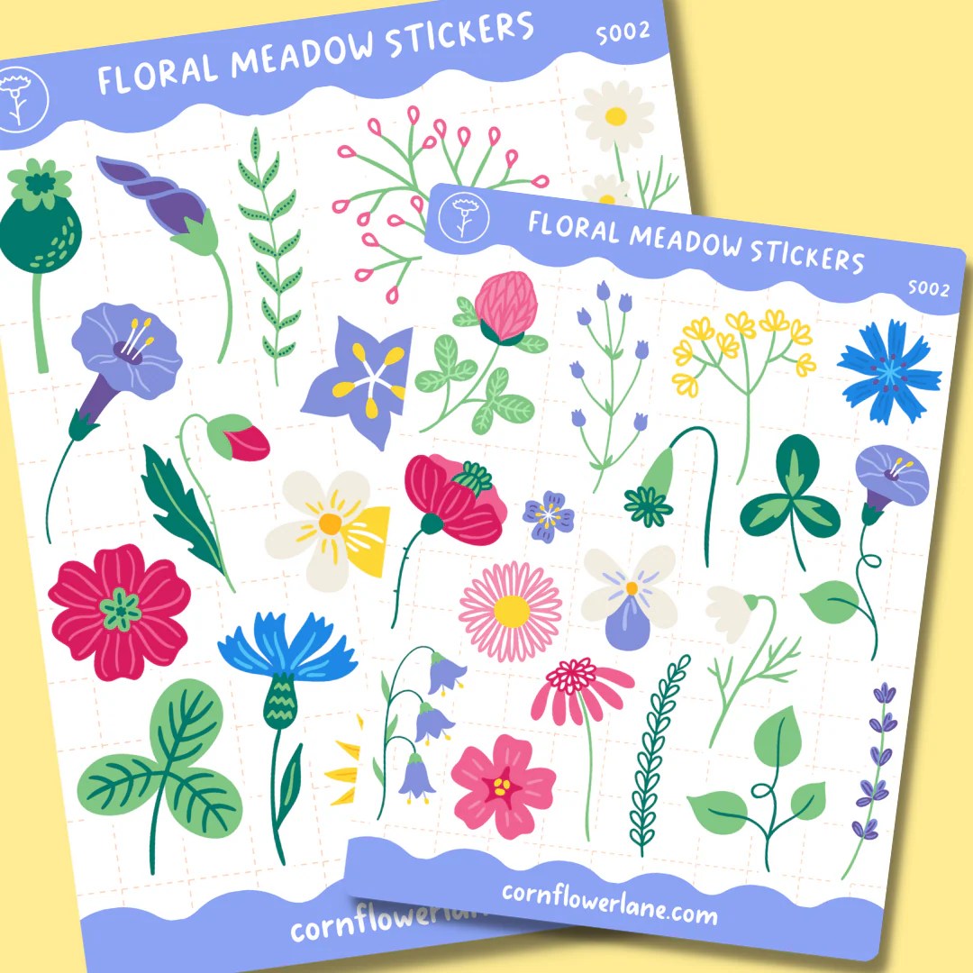 Floral Meadow Sticker Set Cornflower Lane