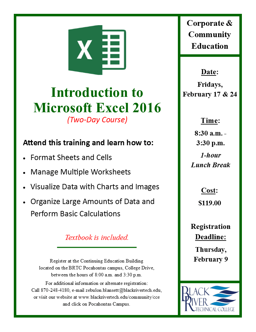 Introduction to Microsoft Excel 2016 Spring 2017 Corning, Arkansas