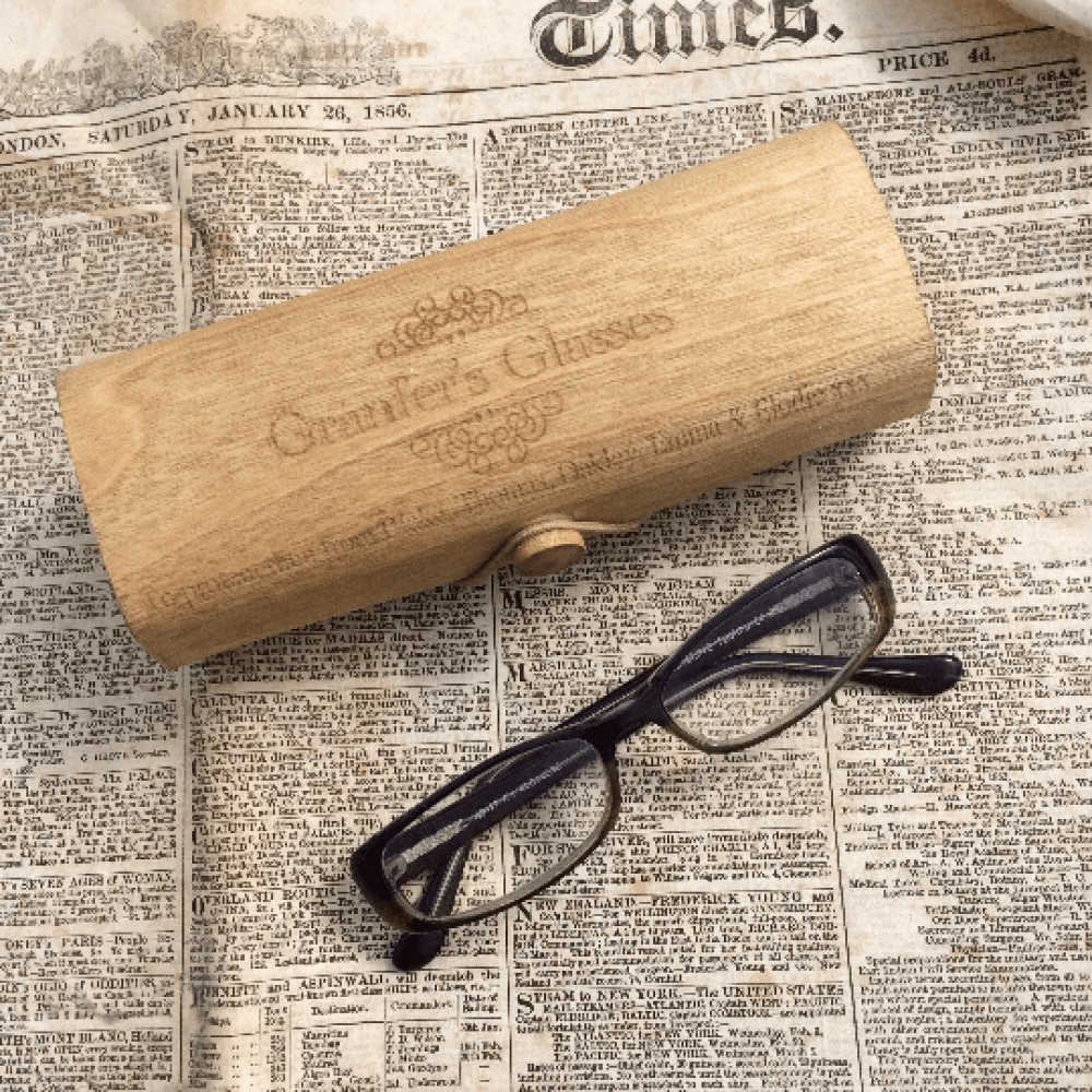 Wooden Engraved Glasses Case