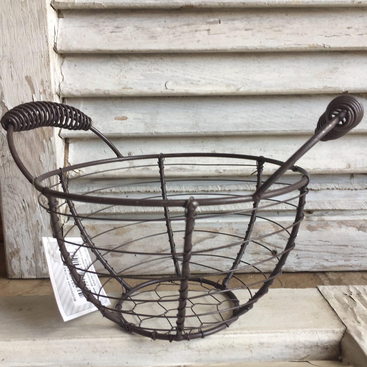 Wire Farmhouse Round Bottom Basket with Handles Cornucopia