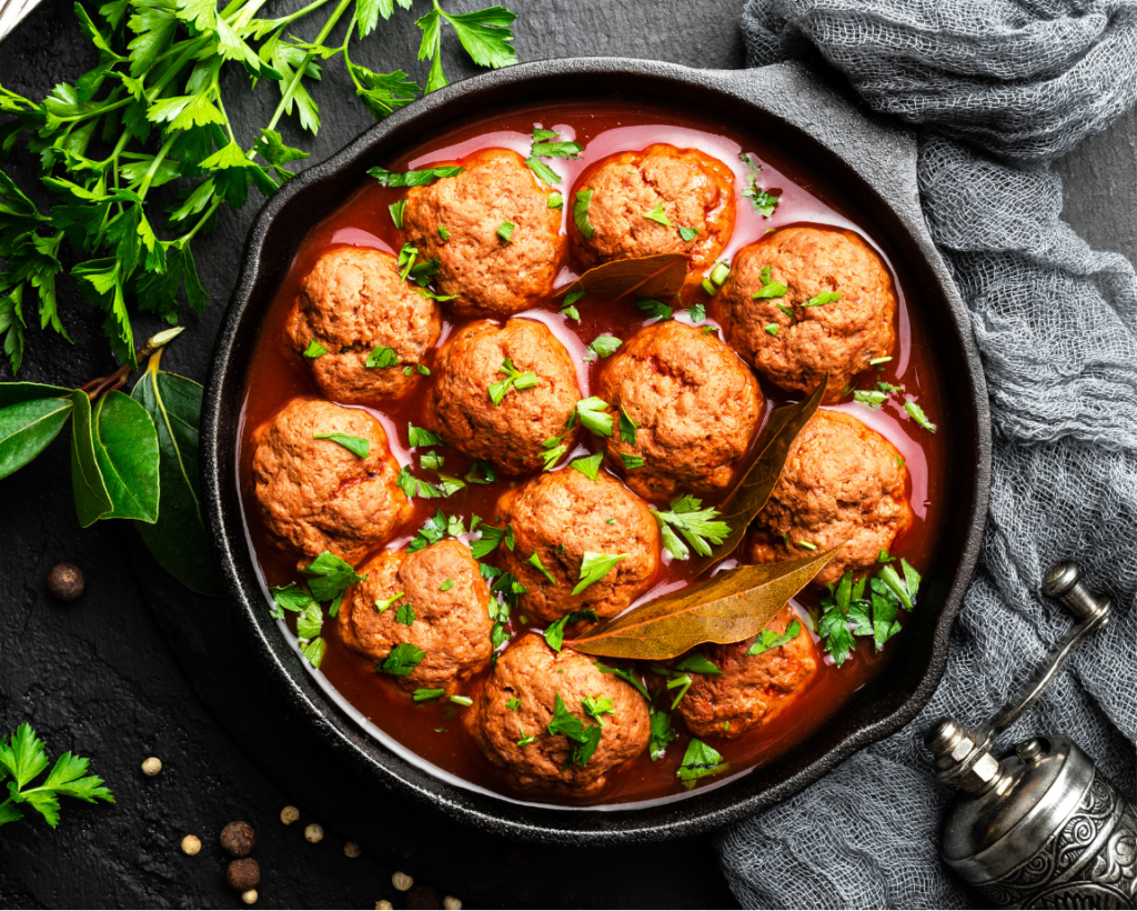 Beef Meatballs 1oz x 12 in Italian Sauce.