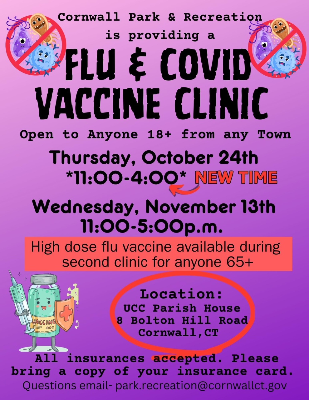 Flu & Covid Vaccine Clinic Cornwall CT