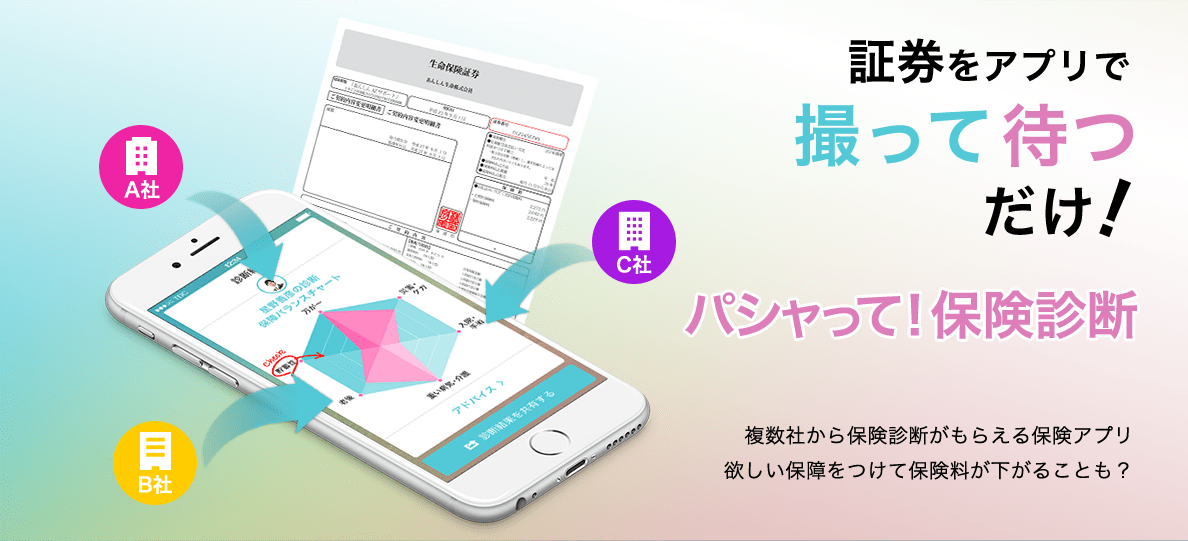 アプリで保険診断。実は業界初なのですが、パシャって！保険診断を7/15にリリースいたします。 シスウ株式会社