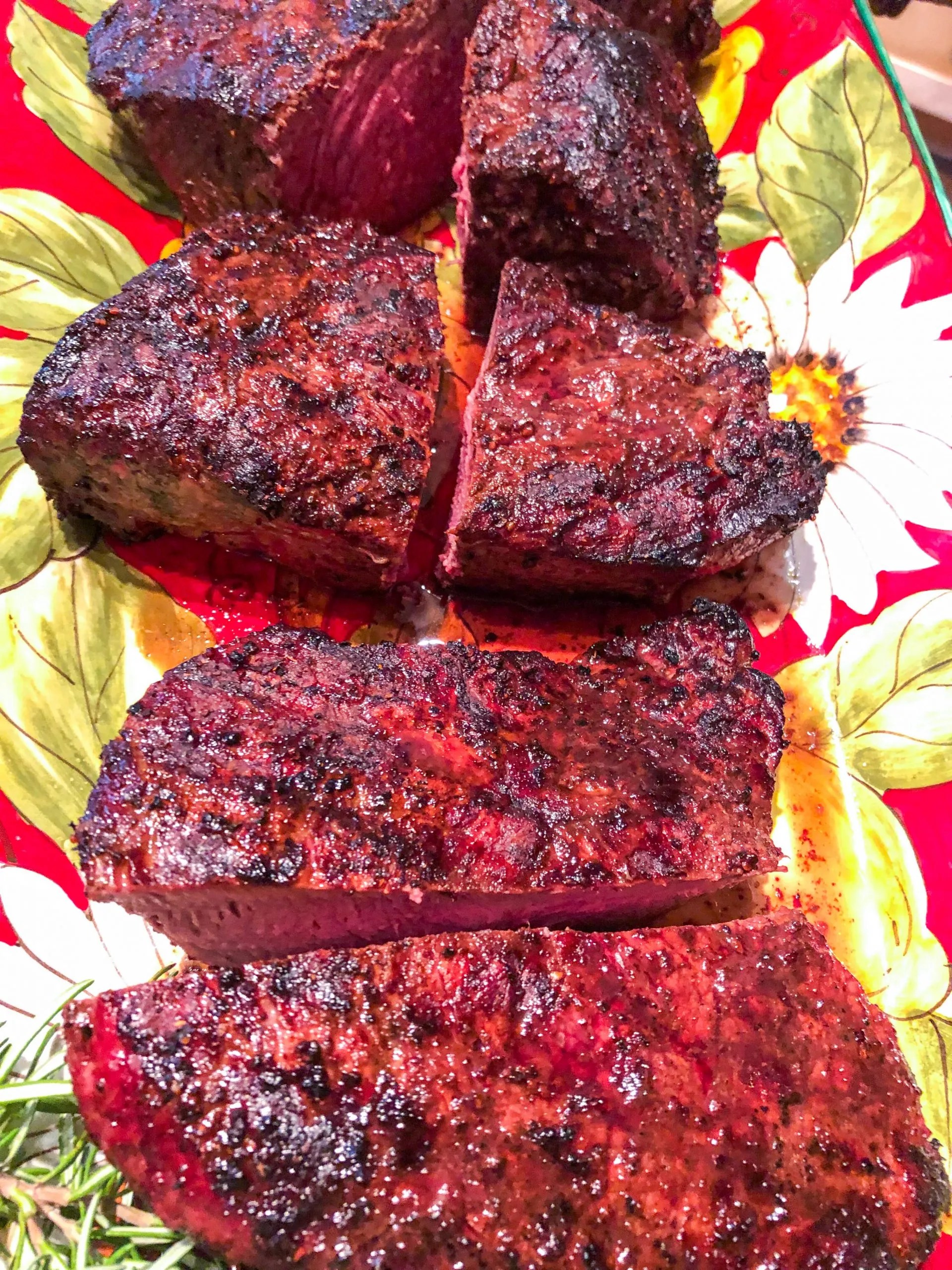 Grilled Sirloin Steak with Coffee Mushroom Rub and a Signature Family