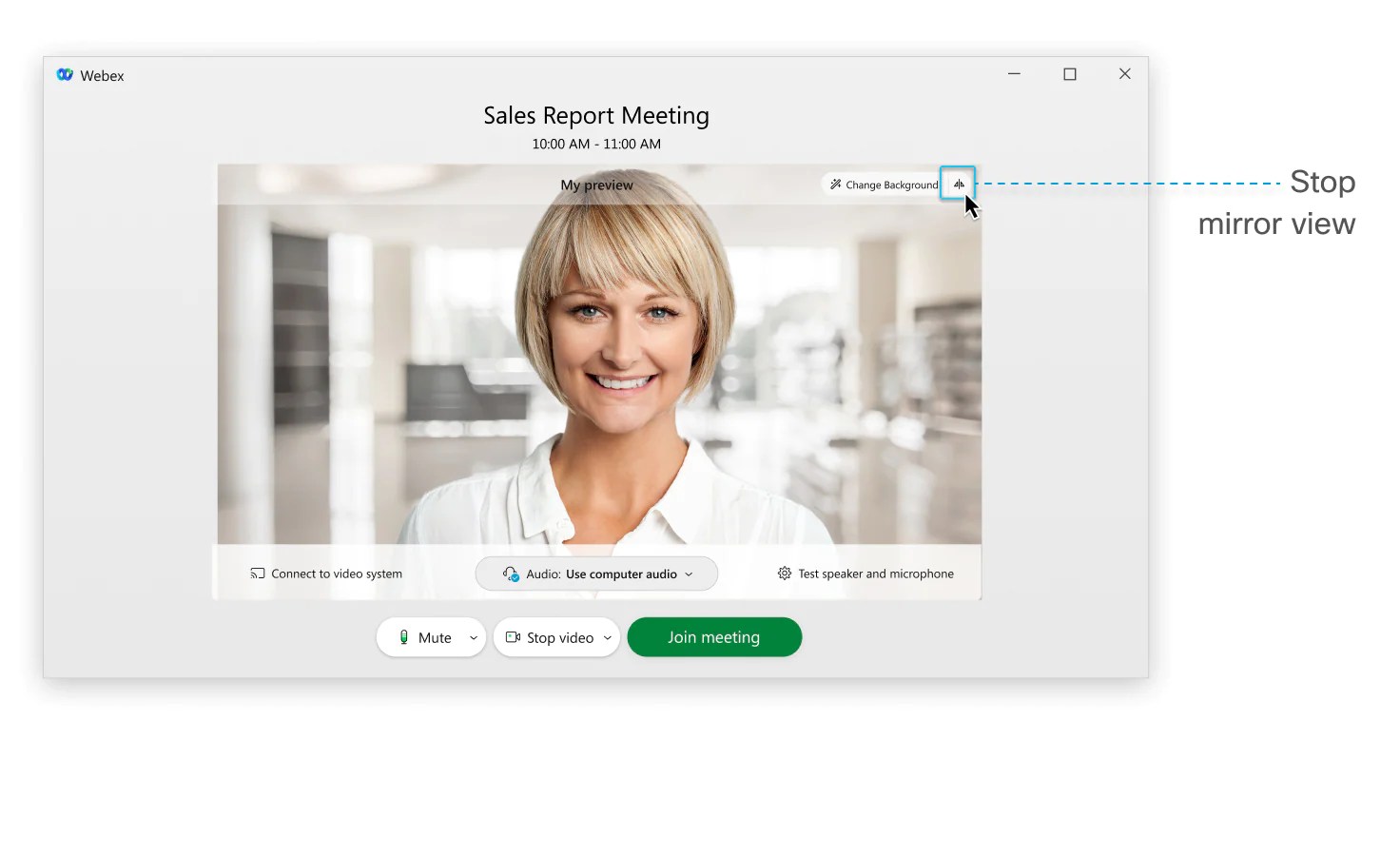 Turn off mirror view in your selfview video in ex Meetings