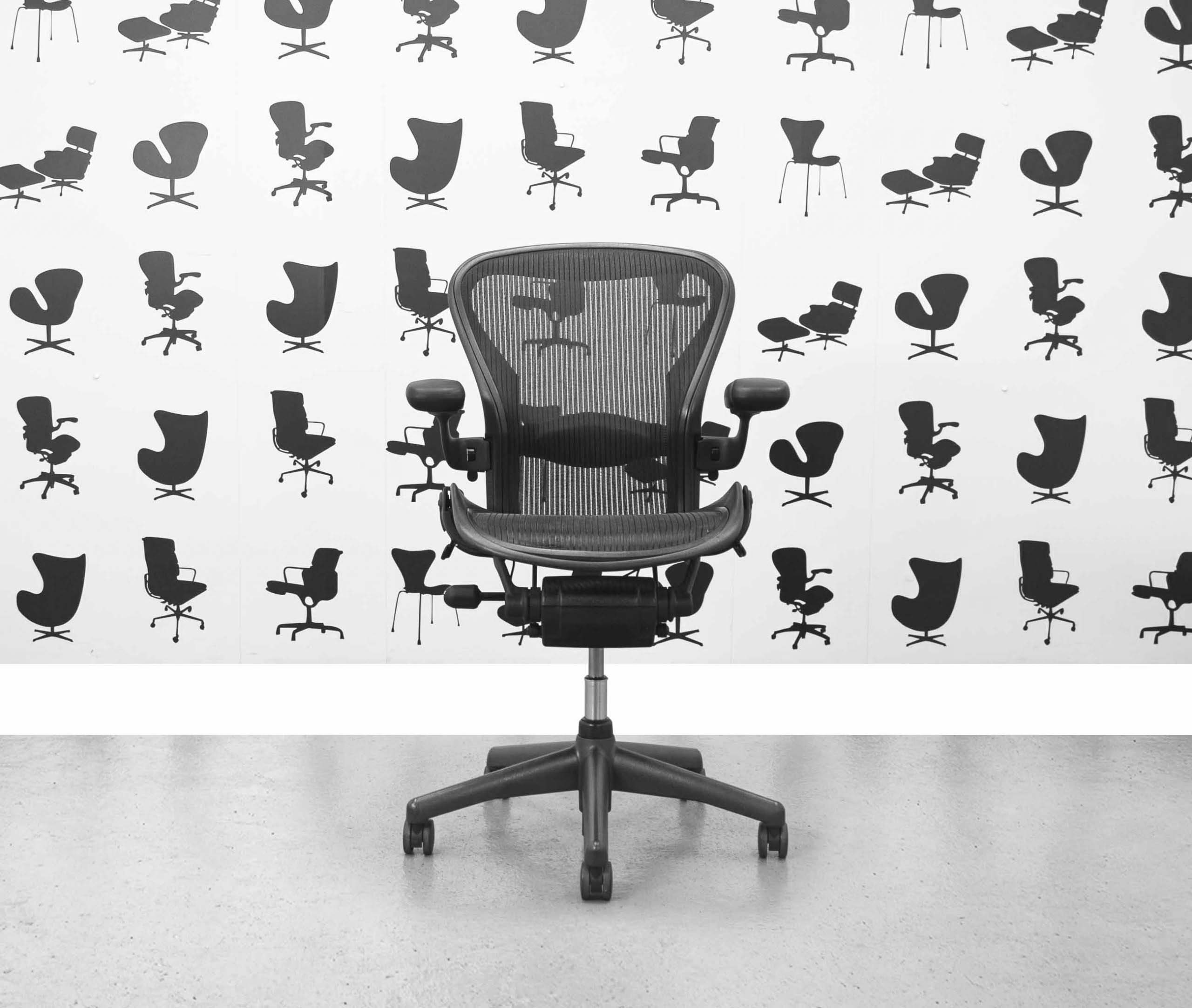 Refurbished Herman Miller Aeron Size B Black W/ Lumbar Support